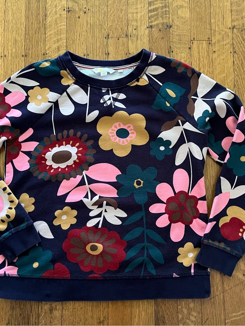 Boden Navy & Floral Crewneck Sweatshirt